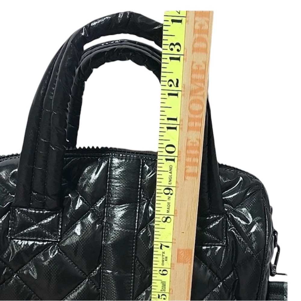 Oliver Thomas Quilted Patent Mini Duffel Bag Black Puffer Purse - Picture 15 of 16